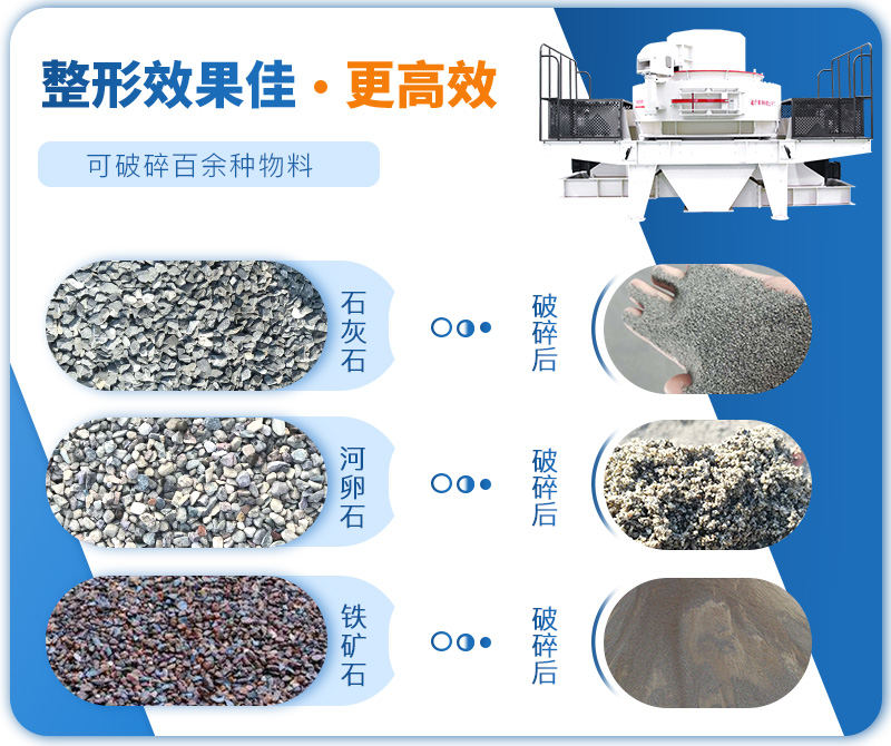 制砂機成品粒度多樣化，各種石料都不怕